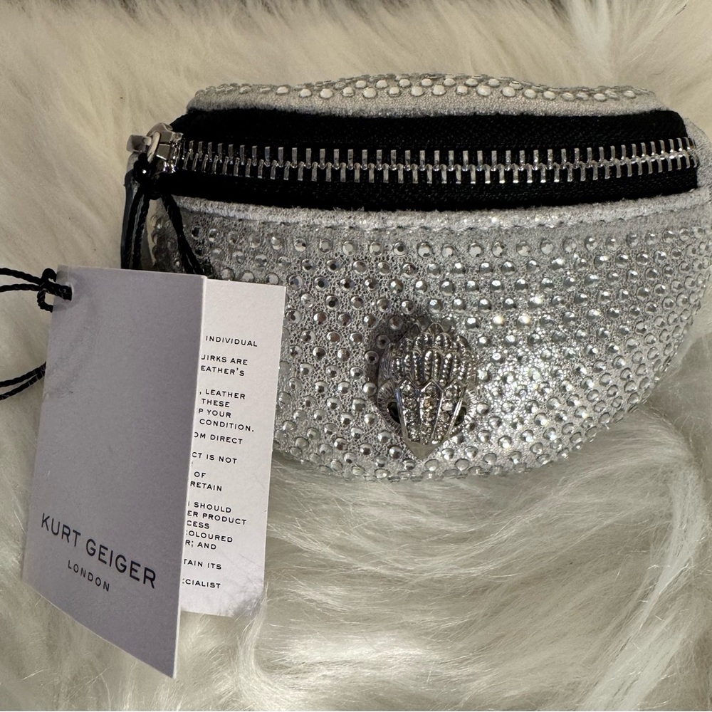Kurt Geiger Kensington wristlet Silver Rhinestone Embellished NWT Retail 75.00